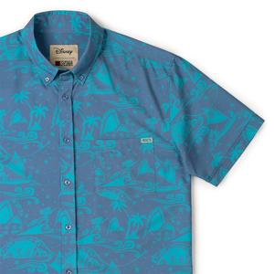 RSVLTS Guiding Stars KUNUFLEX Short Sleeve Shirt in Blue — front view