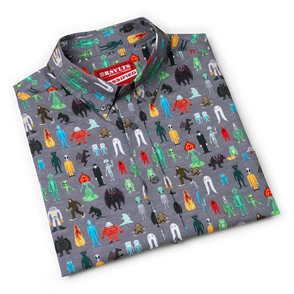 RSVLTS I Want to Believe KUNUFLEX Short Sleeve Shirt in Gray — detail 6