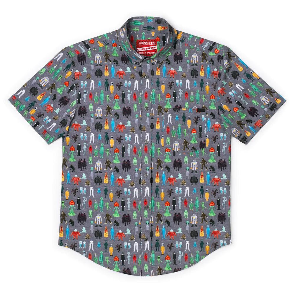 RSVLTS I Want to Believe KUNUFLEX Short Sleeve Shirt in Gray — detail 3