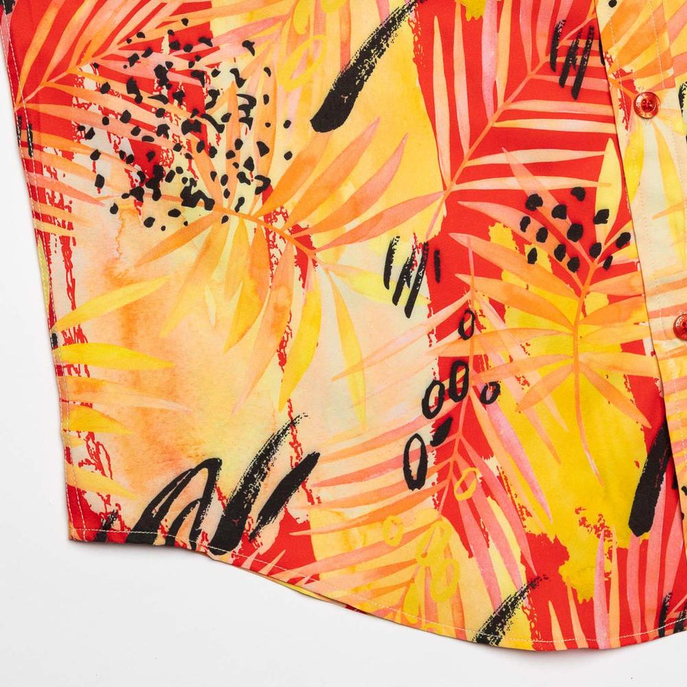 RSVLTS Blood L’Orange KUNUFLEX Short Sleeve Shirt in Orange — detail 4