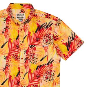 RSVLTS Blood L’Orange KUNUFLEX Short Sleeve Shirt in Orange — front view