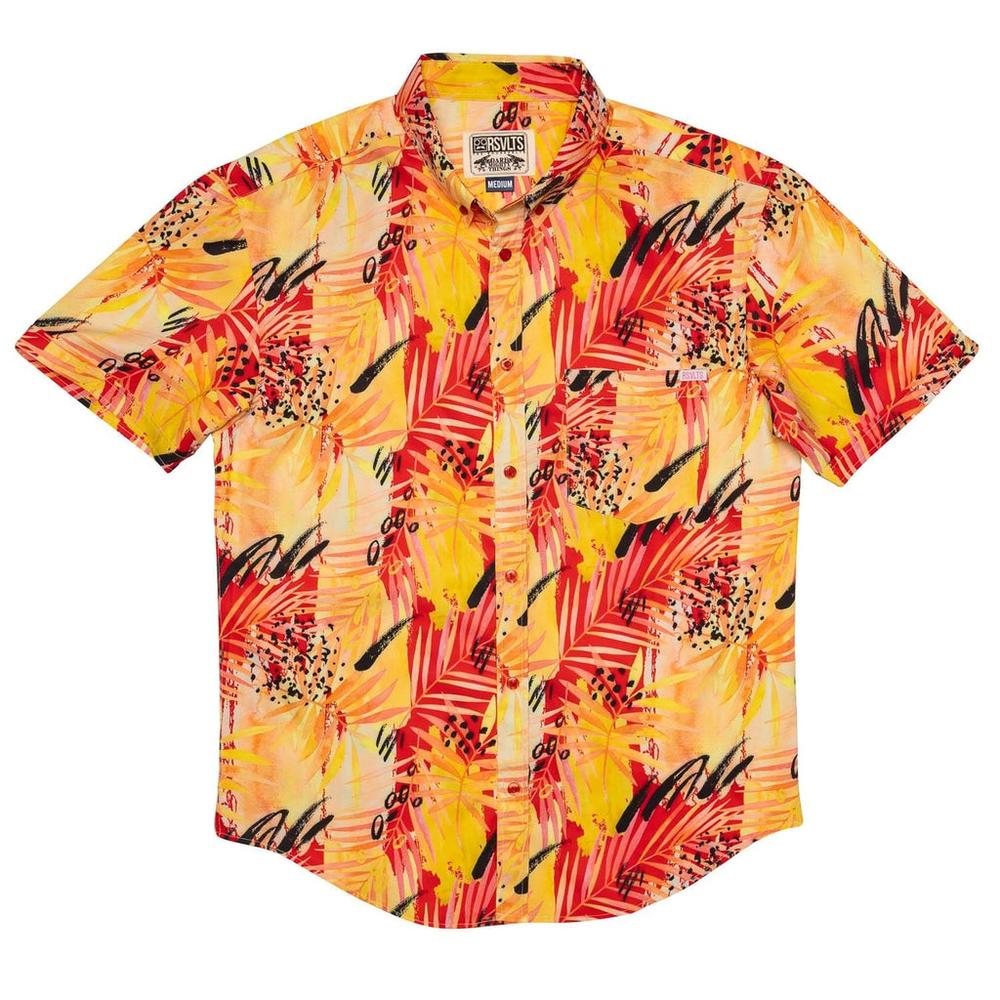 RSVLTS Blood L’Orange KUNUFLEX Short Sleeve Shirt in Orange — detail 2