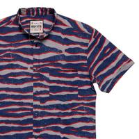 RSVLTS Wild America (Vintage) KUNUFLEX Short Sleeve Shirt in Blue — front view