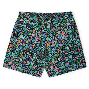 RSVLTS Kaleidos Bamboo Resort Shorts in Black — front view