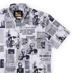 RSVLTS Headlines KUNUFLEX Short Sleeve Shirt in Black — front view