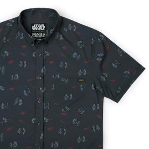 RSVLTS Pew Pew KUNUFLEX Short Sleeve Shirt in Black — front view
