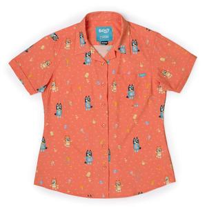 RSVLTS Don't Let It Melt Women's KUNUFLEX Short Sleeve Shirt in Orange — front view