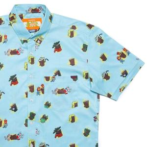 RSVLTS Log KUNUFLEX Short Sleeve Shirt in Blue — front view