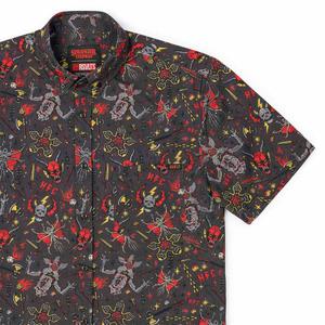 RSVLTS Hellfire Club KUNUFLEX Short Sleeve Shirt in Gray — front view