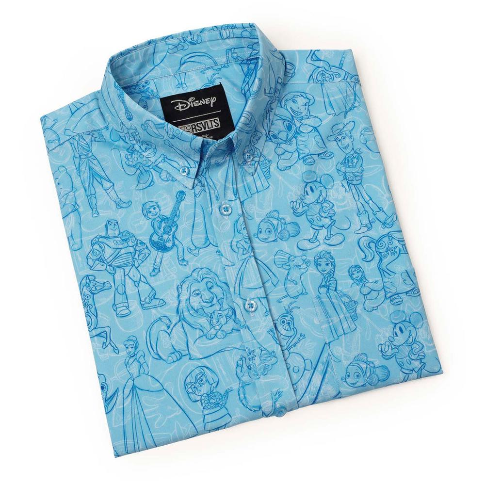 RSVLTS Sketches to Screen KUNUFLEX Short Sleeve Shirt in Blue — detail 8