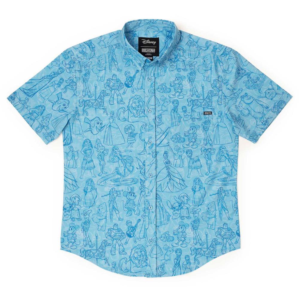 RSVLTS Sketches to Screen KUNUFLEX Short Sleeve Shirt in Blue — detail 4