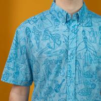 RSVLTS Sketches to Screen KUNUFLEX Short Sleeve Shirt in Blue — detail 2