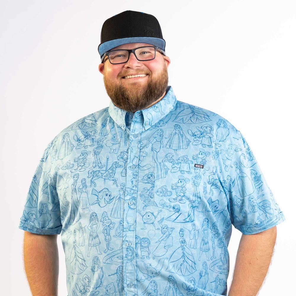 RSVLTS Sketches to Screen KUNUFLEX Short Sleeve Shirt in Blue — detail 11