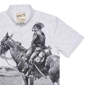 RSVLTS Into the West KUNUFLEX Short Sleeve Shirt in White — front view
