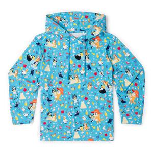 RSVLTS Beach Day Youth Performance Hoodie in Blue — front view