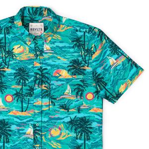 RSVLTS PTO (Palm Tree Oasis) KUNUFLEX Short Sleeve Shirt in Green — front view