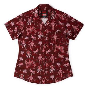 RSVLTS Vecna and Friends Women's KUNUFLEX Short Sleeve Shirt in Brown — front view
