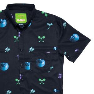 RSVLTS Going Ghost KUNUFLEX Short Sleeve Shirt in Black — front view
