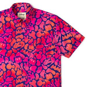RSVLTS Glow Flow Mickey KUNUFLEX Short Sleeve Shirt in Pink — front view