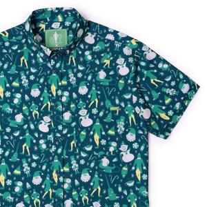 RSVLTS A Little Of Elf-rything KUNUFLEX Short Sleeve Shirt in Green — front view