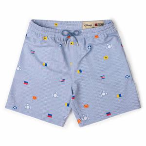 RSVLTS Maritime Mickey Stretch Seersucker Hybrid Shorts in Blue — front view