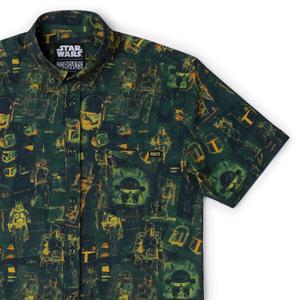 RSVLTS Building a Bounty Hunter KUNUFLEX Short Sleeve Shirt in Green — front view