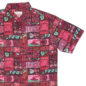 RSVLTS Mele Kalikimaka KUNUFLEX Short Sleeve Shirt in Red — front view