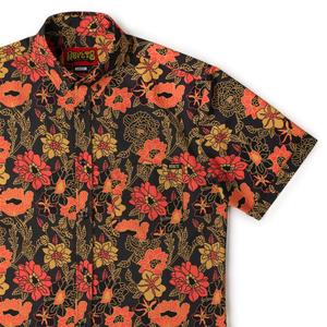 RSVLTS Bustle In Your Hedgerow KUNUFLEX Short Sleeve Shirt in Black — front view