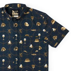 RSVLTS The Godfather ”Family Business” KUNUFLEX Short Sleeve Shirt in Blue — front view