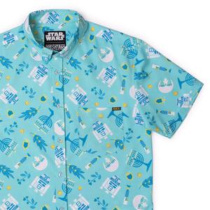 RSVLTS Festival of Lightsabers KUNUFLEX Short Sleeve Shirt in Blue — front view