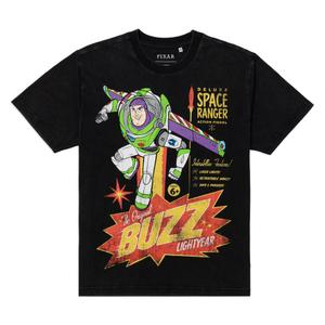 RSVLTS The Original Buzz Lightyear Vintage Crewneck Tee in Black — front view