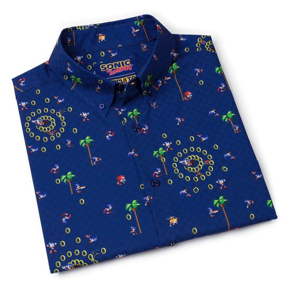 RSVLTS Sonic Interrupted KUNUFLEX Short Sleeve Shirt in Blue — detail 10