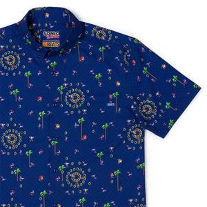 RSVLTS Sonic Interrupted KUNUFLEX Short Sleeve Shirt in Blue — front view