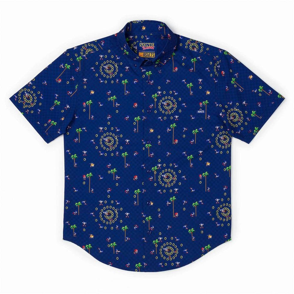 RSVLTS Sonic Interrupted KUNUFLEX Short Sleeve Shirt in Blue — detail 7