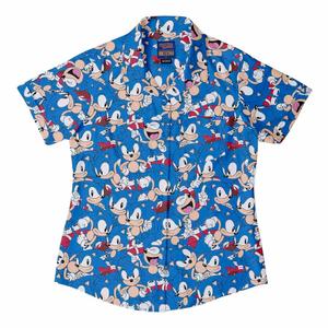 RSVLTS Catch Me If You Can Women's KUNUFLEX Short Sleeve Shirt in Blue — front view