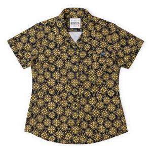 RSVLTS Solaris Women's KUNUFLEX Short Sleeve Shirt in Black — front view