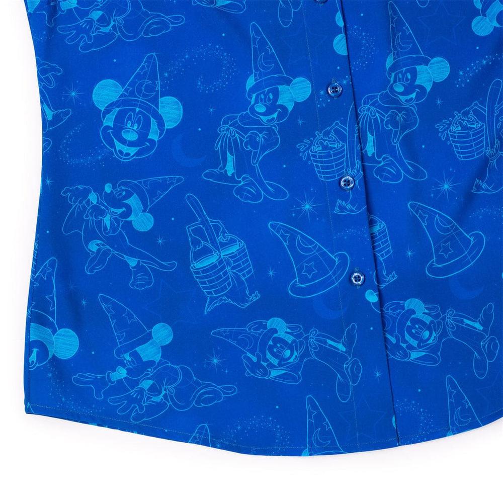 RSVLTS Sketches in the Stars Women's KUNUFLEX Short Sleeve Shirt in Blue — detail 8
