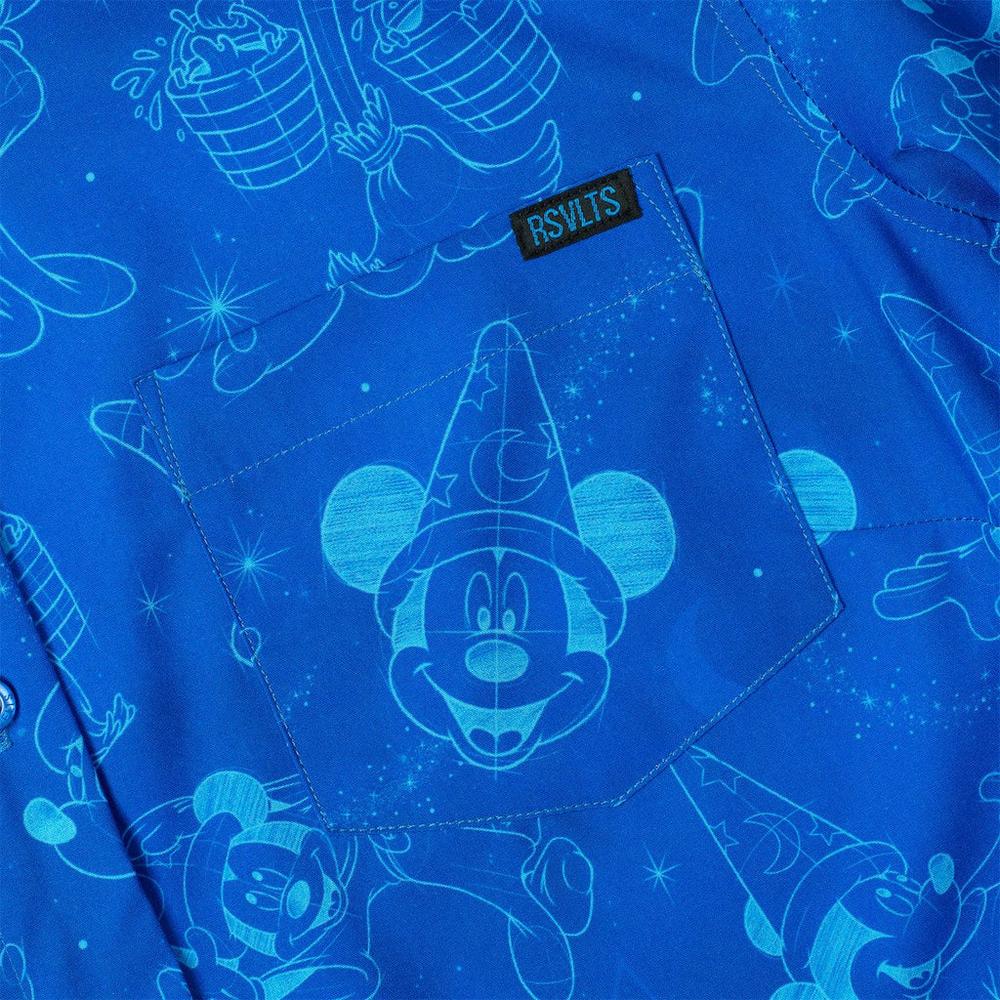 RSVLTS Sketches in the Stars Women's KUNUFLEX Short Sleeve Shirt in Blue — detail 6