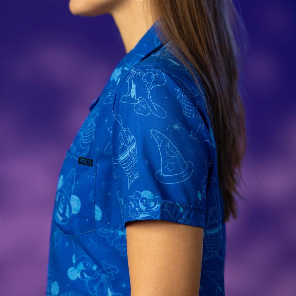 RSVLTS Sketches in the Stars Women's KUNUFLEX Short Sleeve Shirt in Blue — detail 7