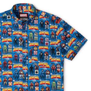 RSVLTS Secret Shields KUNUFLEX Short Sleeve Shirt in Blue — front view