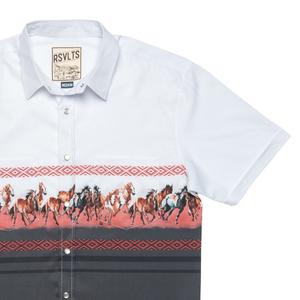 RSVLTS Runnin’ Wild KUNUFLEX Short Sleeve Shirt in White — front view