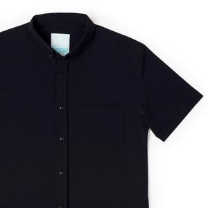 RSVLTS Anthracite Stretch Seersucker Short Sleeve Shirt in Black — front view