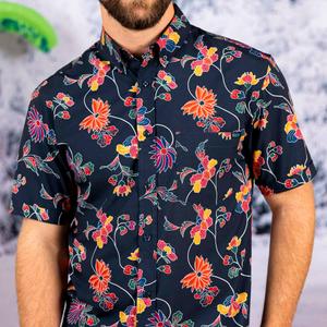 RSVLTS Retro Vines KUNUFLEX Short Sleeve Shirt in Black — front view