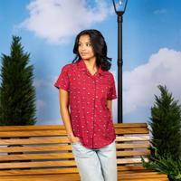 RSVLTS Lil Lemmings Women's KUNUFLEX Short Sleeve Shirt in Red — front view