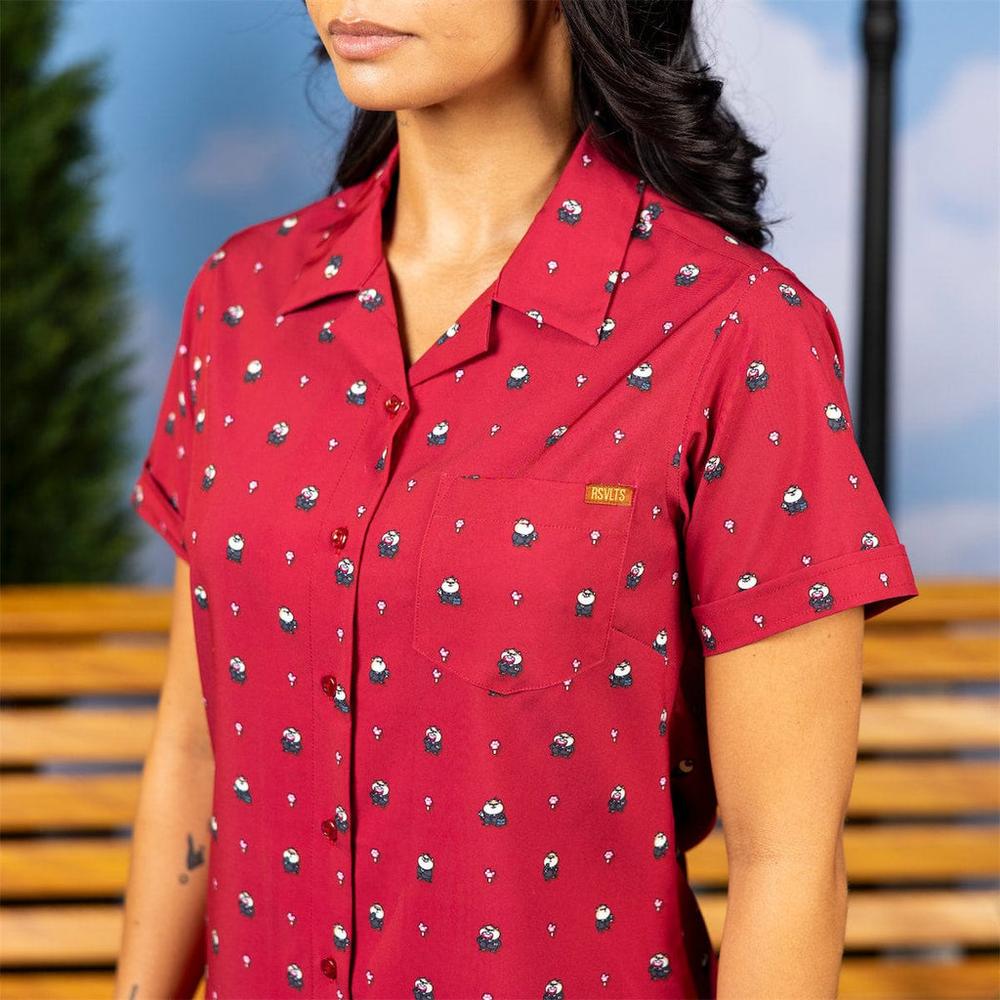 RSVLTS Lil Lemmings Women's KUNUFLEX Short Sleeve Shirt in Red — detail 6