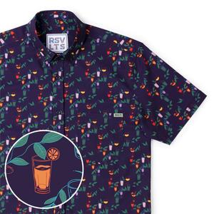 RSVLTS Off the Clock-tails KUNUFLEX Short Sleeve Shirt in Purple — front view