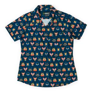 RSVLTS Tales from the Cryptids Women's KUNUFLEX Short Sleeve Shirt in Blue — front view