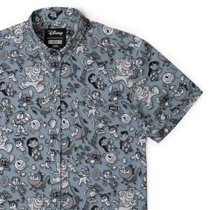 RSVLTS Pie-Eyed Party KUNUFLEX Short Sleeve Shirt in Blue — front view