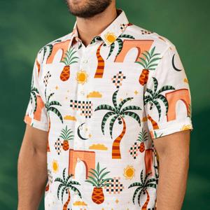 RSVLTS Mirage Bamboo Short Sleeve Shirt in Multicolor — front view