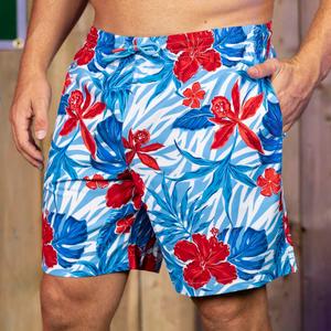 RSVLTS Floral City Steve Hybrid Shorts in Blue — front view